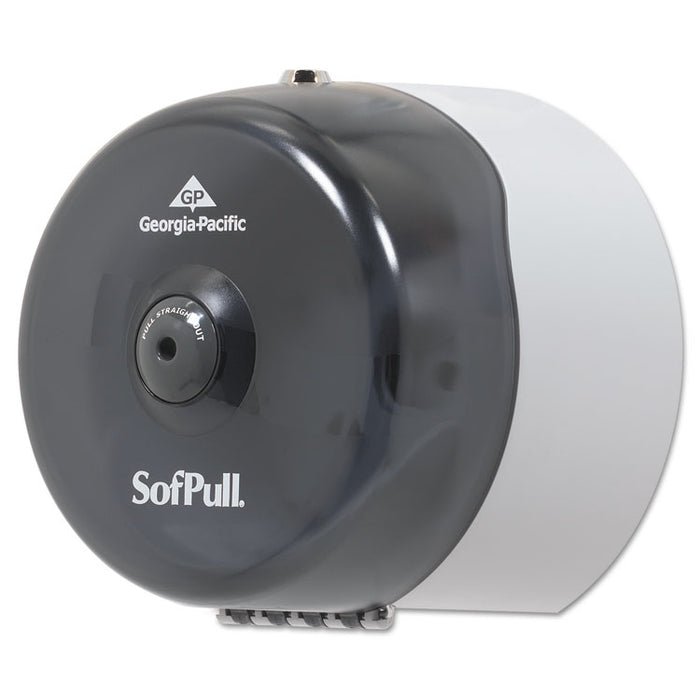 SofPull Mini Center-Pull Single-Roll Bath Tissue Dispenser, 8.75 x 7 x 9, Smoke