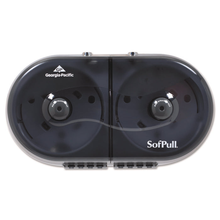 SofPull Mini Center-Pull Twin-Roll Bath Tissue Dispenser, 16.38 x 7.2 x 9.3, Smoke