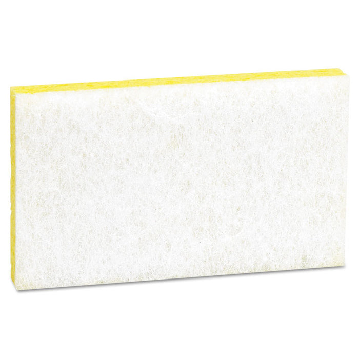 Light-Duty Scrubbing Sponge, #63, 3.6 x 6.1, 0.7" Thick, Yellow/White, 20/Carton