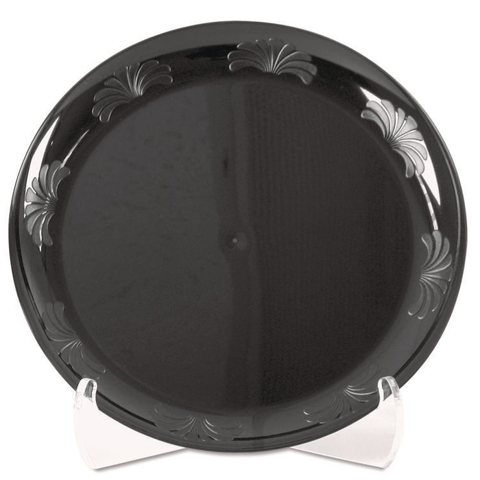 Designerware Plastic Plates, 9" dia, Black, 10/Pack, 18 Packs/Carton