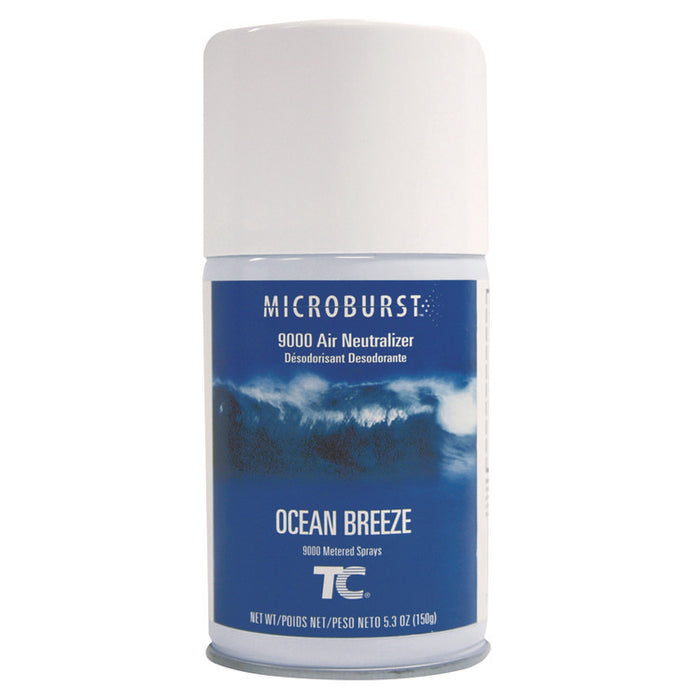 TC Microburst 9000 Air Freshener Refill, Ocean Breeze, 5.3 oz Aerosol Spray, 4/Carton