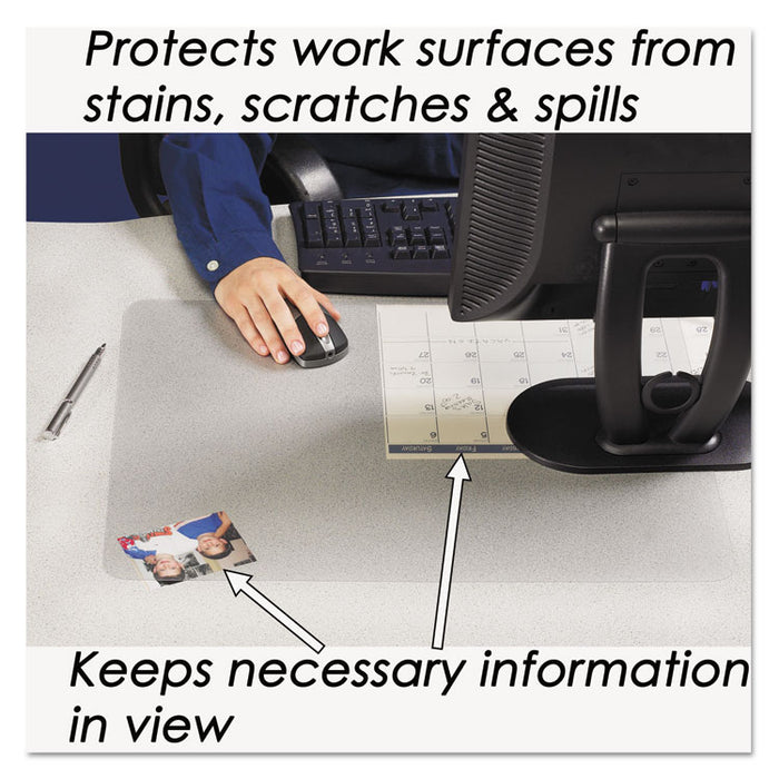 KrystalView Desk Pad with Antimicrobial Protection, Glossy Finish, 22" x 17", Clear