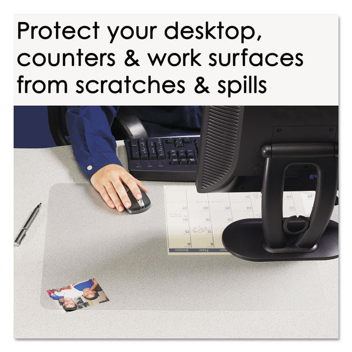 KrystalView Desk Pad with Antimicrobial Protection, Matte Finish, 22" x 17", Clear