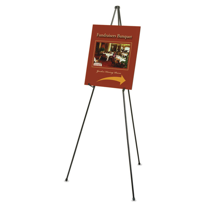 Heavy-Duty Adjustable Instant Easel Stand, 63" Tall, Metal, Black, Supports Up to 10 lb
