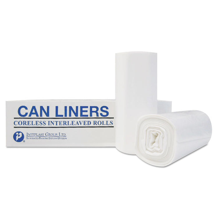 High-Density Commercial Can Liners, 45 gal, 22.1 mic, 40" x 48", Clear, Interleaved Roll, 25 Bags/Roll, 6 Rolls/Carton