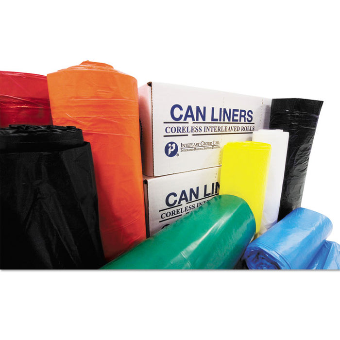 High-Density Commercial Can Liners, 60 gal, 16 mic, 38" x 60", Clear, Interleaved Roll, 25 Bags/Roll, 8 Rolls/Carton