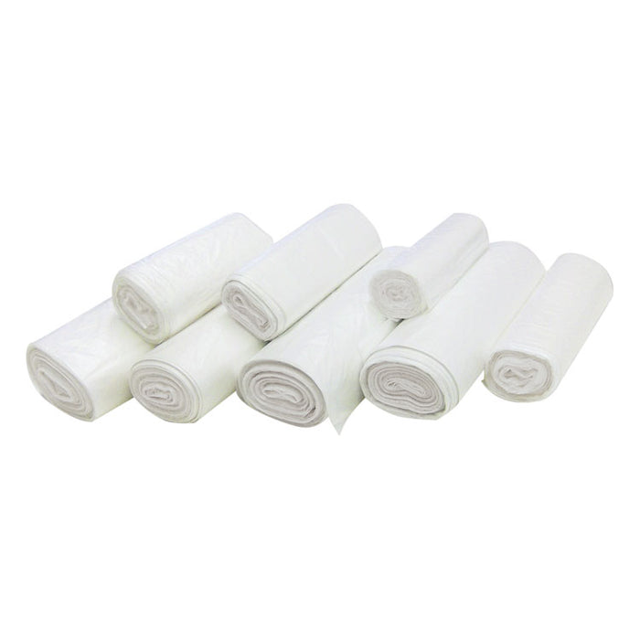 High-Density Commercial Can Liners, 7 gal, 6 mic, 20" x 22", Clear, Perforated Roll, 50 Bags/Roll, 40 Rolls/Carton