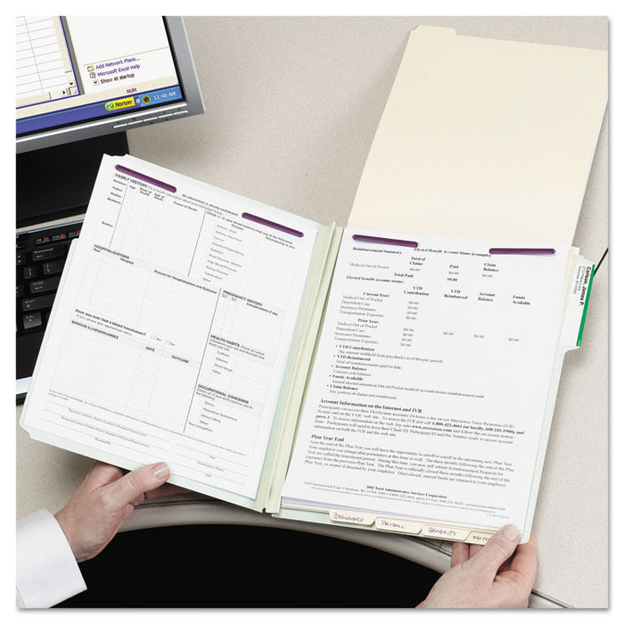 Recycled Pressboard Fastener Folders, 1/3 Tab: Assorted, Expands 2", 2 SafeSHIELD Fasteners, Legal Size, Gray-Green, 25/Box