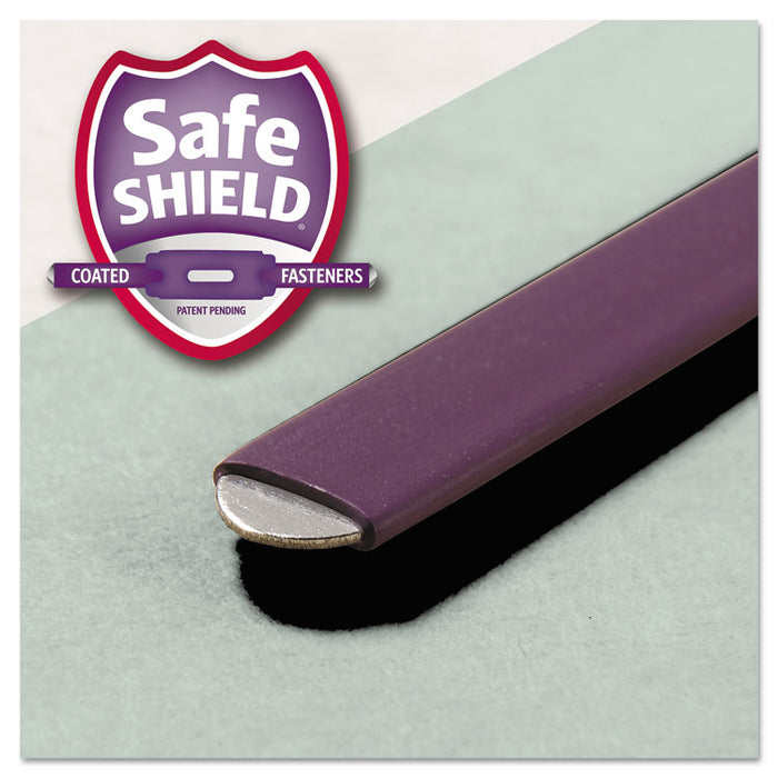 Recycled Pressboard Fastener Folders, 2/5 Tab: R of C, Expands 2", 2 SafeSHIELD Fasteners, Legal Size, Gray-Green, 25/Box