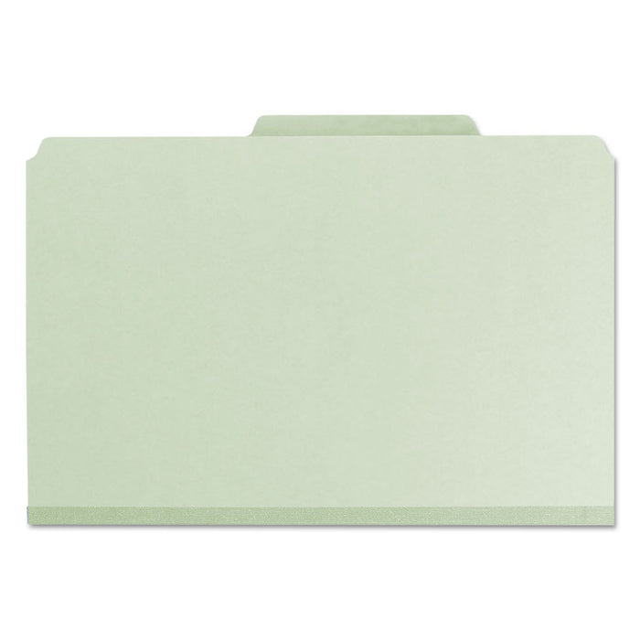 Recycled Pressboard Fastener Folders, 2/5 Tab: R of C, Expands 2", 2 SafeSHIELD Fasteners, Legal Size, Gray-Green, 25/Box