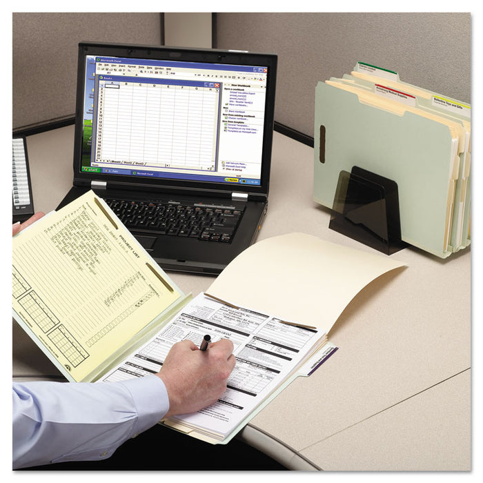 Recycled Pressboard Fastener Folders, 1/3-Cut Tab: Assorted, Expands 1", 2 Fasteners, Legal Size, Gray-Green, 25/Box