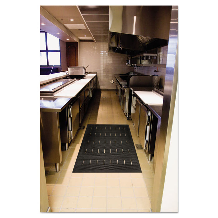 Free Flow Comfort Utility Floor Mat, 36" x 48", Black Non-Slip Vented Surface