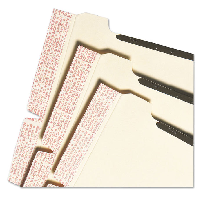 Self-Adhesive Folder Dividers for Top/End Tab Folders, 2 Fasteners, Letter Size, Manila, 25/Pack