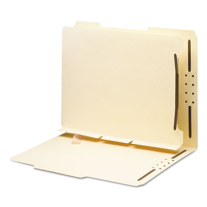 Self-Adhesive Folder Dividers for Top/End Tab Folders, 2 Fasteners, Letter Size, Manila, 25/Pack