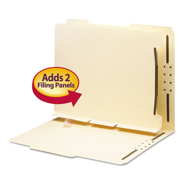 Self-Adhesive Folder Dividers for Top/End Tab Folders, 2 Fasteners, Letter Size, Manila, 25/Pack