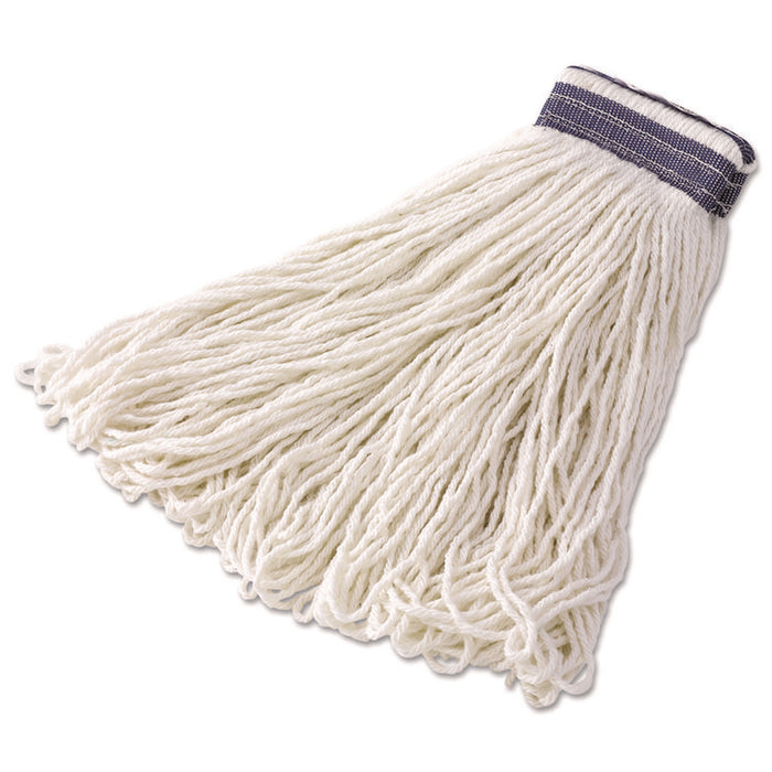 Looped-End Mop Head, Rayon, 24 oz, White, 12/Carton