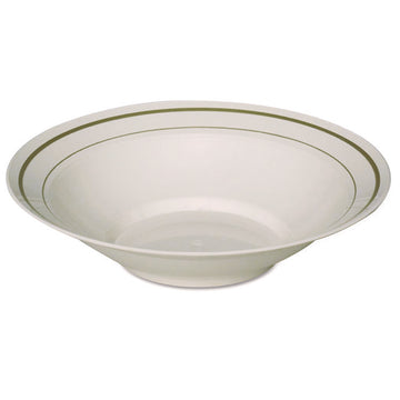 Masterpiece Plastic Bowls, 10 oz, Ivory/Gold, 10/Pack, 15 Packs/Carton