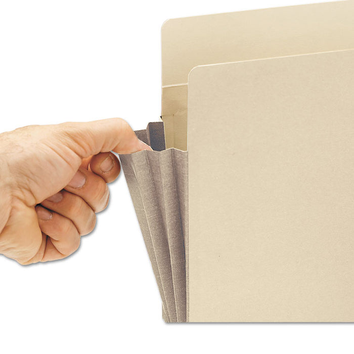 Manila End Tab File Pockets with Tear Resistant Gussets, 5.25" Expansion, Legal Size, Manila, 10/Box