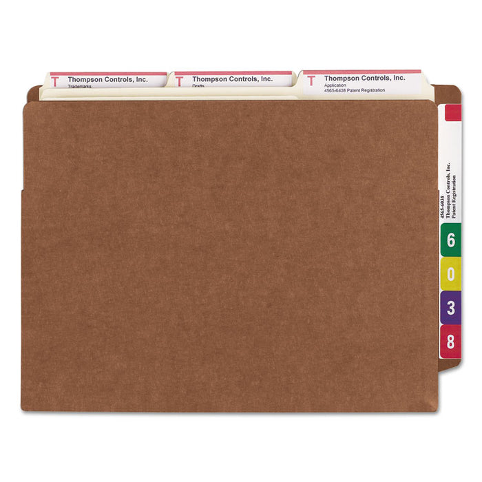 Heavy-Duty Redrope End Tab TUFF Pockets, 5.25" Expansion, Letter Size, Redrope, 10/Box