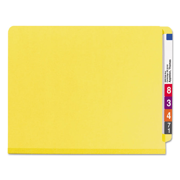 End Tab Pressboard Classification Folders, Expands 2", 2 Dividers, 6 SafeSHIELD Fasteners, Letter Size, Yellow, 10/Box
