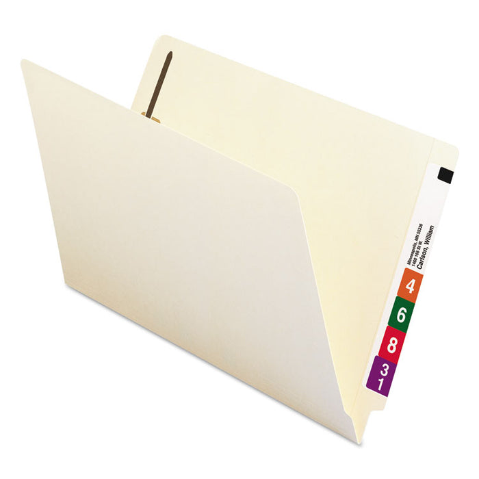 Manila End Tab Fastener Folders, Reinforced Straight Tab, Expands 0.75", 2 Fasteners, Legal Size, 11-pt Manila, 50/Box