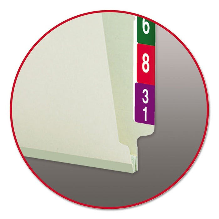 End Tab Pressboard Classification Folders, Straight Tab, Expands 1", 2 SafeSHIELD Fasteners, Letter Size, Gray-Green, 25/Box