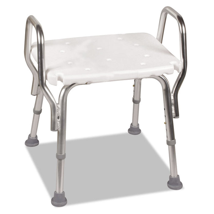 Shower Chair, Backless, Supports Up to 350 lb, 16" to 20" Seat Height, White/Aluminum