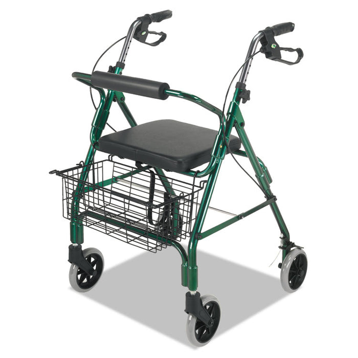 Ultra Lightweight Rollator, Adjusts 33.75" to 38", 300 lbs Capacity, Green