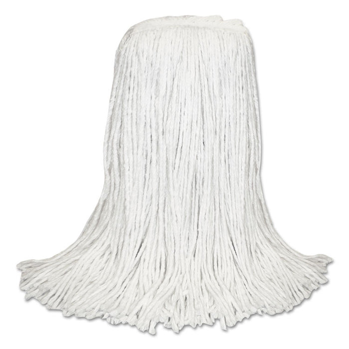 Banded Rayon Cut-End Mop Heads, White, 24 oz, 1 1/4" Headband, 12/Carton