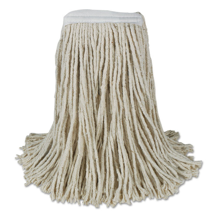 Banded Cotton Mop Heads, Cut-End, 20 oz, White, 12/Carton