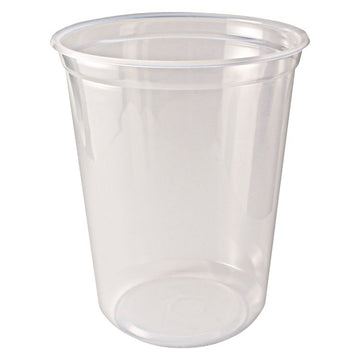 Microwavable Deli Containers, 32 oz, 4.6" Diameter x 5.6" h, Clear, Plastic, 500/Carton