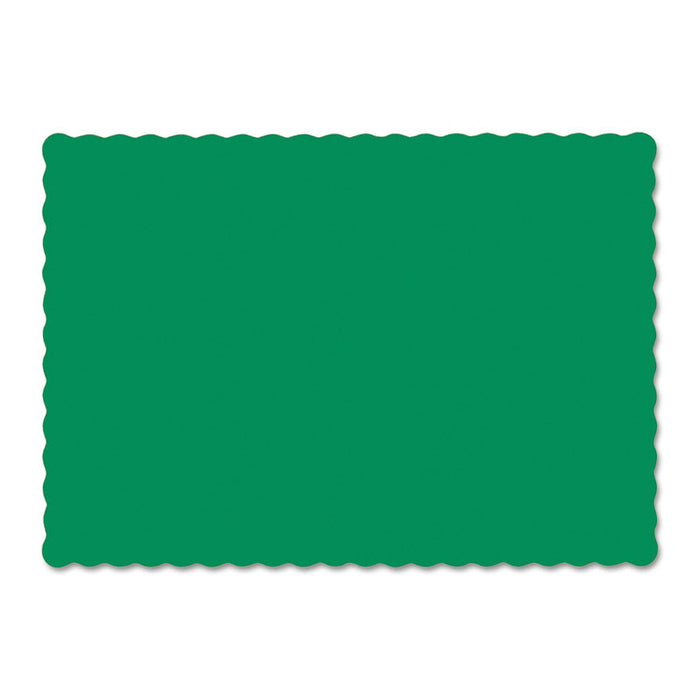 Placemats, Smooth Surface, Scalloped Edges, 13.5" x 9.5", Jade, 1,000/Carton