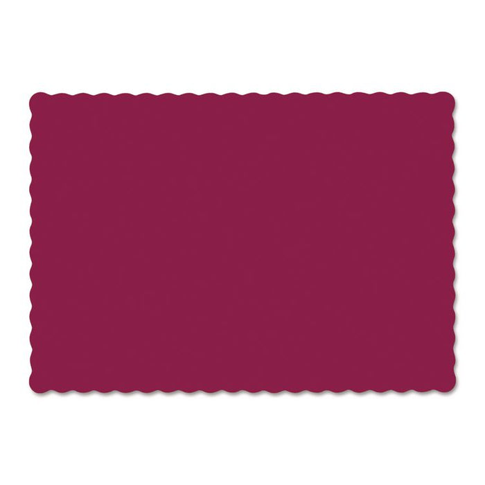 Placemats, Smooth Surface, Scalloped Edges, 13.5" x 9.5", Burgundy, 1,000/Carton