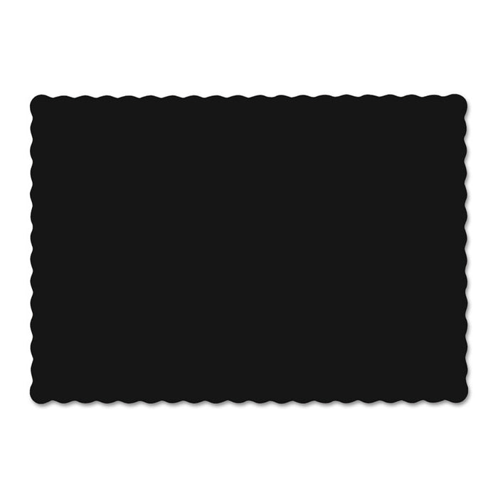 Placemats, Smooth Surface, Scalloped Edges, 13.5" x 9.5", Black, 1,000/Carton