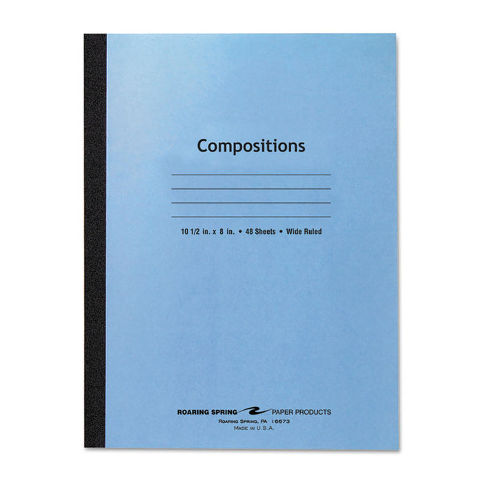 Stitched Cover Composition Book, Wide/Legal Rule, Blue Cover, (48) 10.5 x 8 Sheets