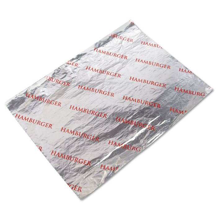 Honeycomb Insulated Hamburger Wrap, 10.5 x 14, Red Hamburger Print, 500/Pack, 4 Packs/Carton