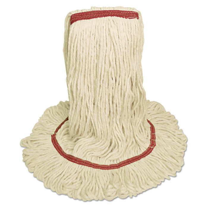 Mop Head, Premium Standard Head, Cotton/Rayon Fiber, Large, White, 12/Carton