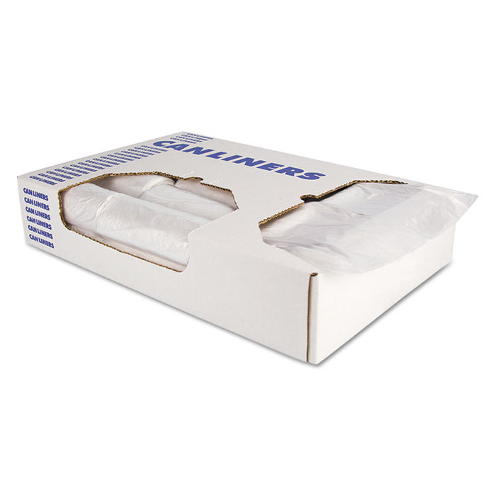 Linear Low-Density Can Liners, 60 gal, 1.1 mil, 38" x 58", Clear, 100/Carton