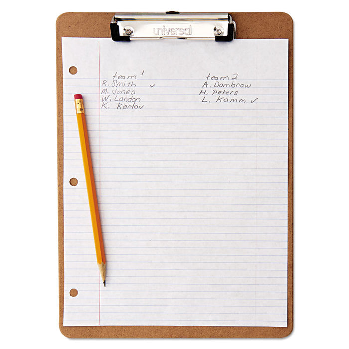 Hardboard Clipboard with Low-Profile Clip, 0.5" Clip Capacity, Holds 8.5 x 11 Sheets, Brown, 6/Pack