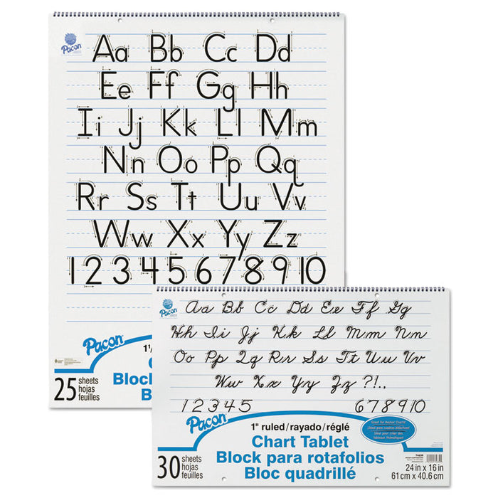 Chart Tablets, Presentation Format (1" Rule), (30) White 24 x 16 Sheets