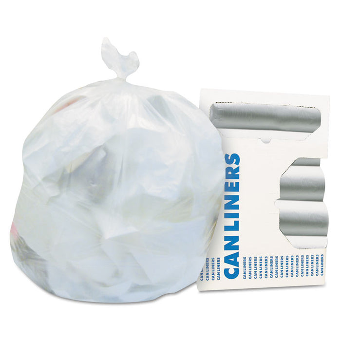 High-Density Waste Can Liners, 56 gal, 14 mic, 43" x 46", Natural, 25 Bags/Roll, 8 Rolls/Carton