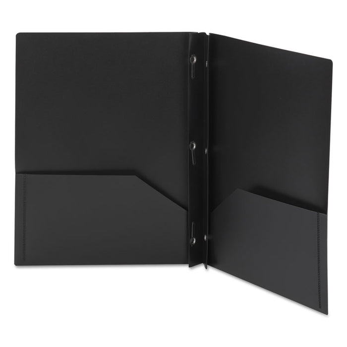 Poly Two-Pocket Folder with Fasteners, Accommodates (180) 11 x 8.5 Sheets, Black, 25/Box