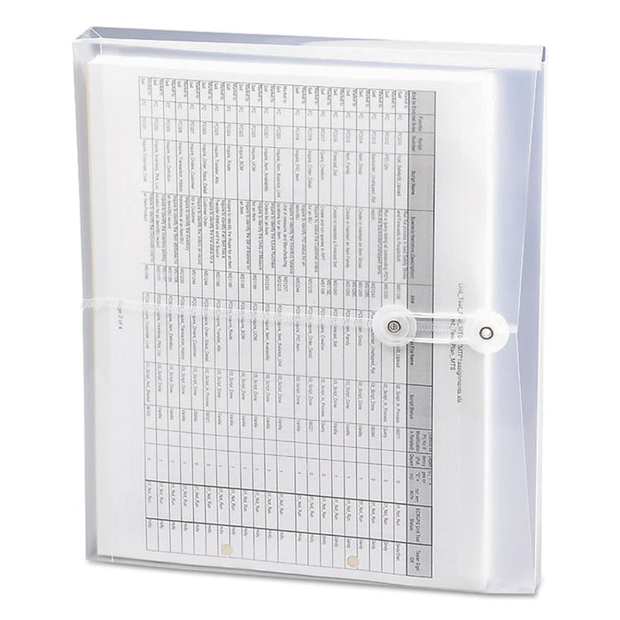 Poly String and Button Interoffice Envelopes, Open-Side (Horizontal), 9.75 x 11.63, Clear, 5/Pack