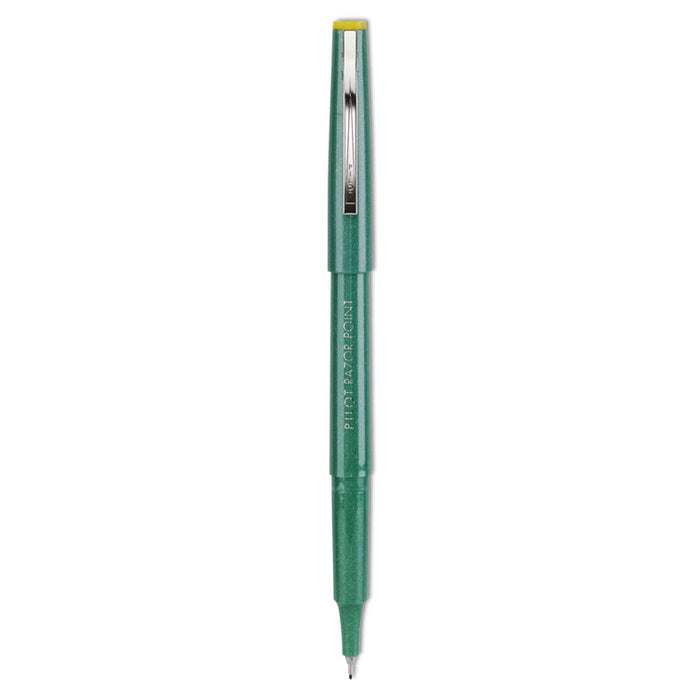 Razor Point Fine Line Porous Point Pen, Stick, Extra-Fine 0.3 mm, Green Ink, Green Barrel, Dozen