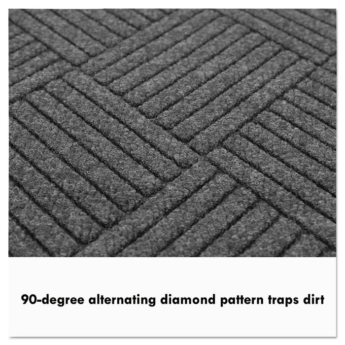 EcoGuard Diamond Floor Mats, Rectangular with Single Fan, Charcoal Gray Carpeted Surface, 72" x 36"