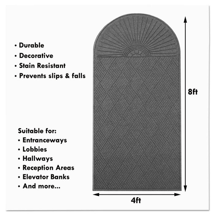 EcoGuard Diamond Floor Mats, Rectangular with Single Fan, Charcoal Gray Carpeted Surface, 96" x 48"