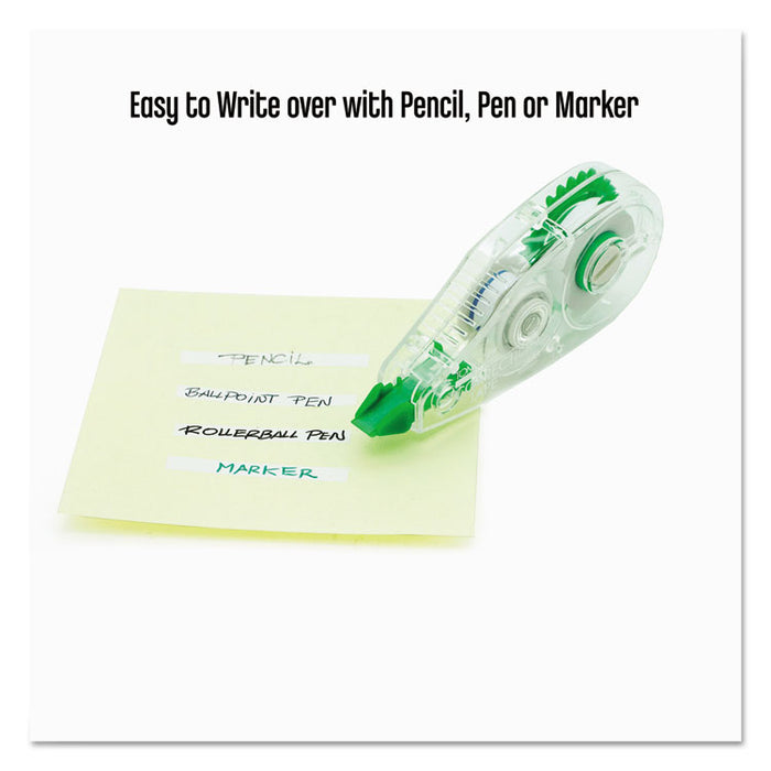 MONO Mini Correction Tape Value Pack, Non-Refillable, 0.17" x 26.25 ft, White Tape, Clear/Green Dispenser, 10/Pack