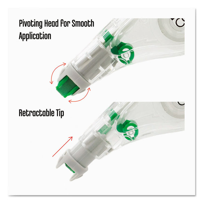 MONO Hybrid Correction Tape Value Pack, Non-Refillable, 0.17" x 32.83 ft, White Tape, Clear/Green Dispenser, 10/Pack