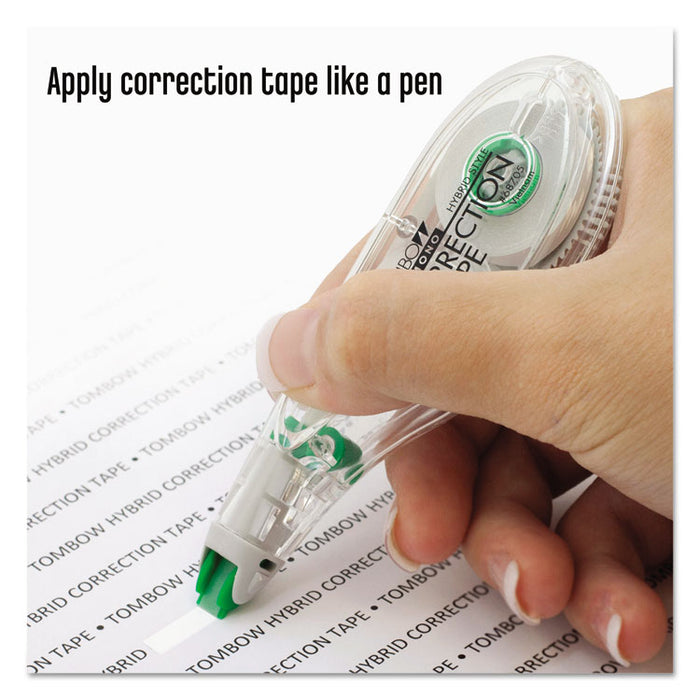 MONO Hybrid Correction Tape Value Pack, Non-Refillable, 0.17" x 32.83 ft, White Tape, Clear/Green Dispenser, 10/Pack