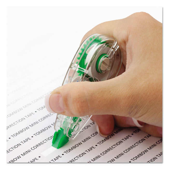 MONO Mini Correction Tape Value Pack, Non-Refillable, 0.17" x 26.25 ft, White Tape, Clear/Green Dispenser, 10/Pack